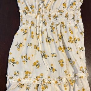 Floral White and Yellow Dress